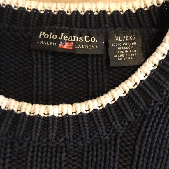 RALPH LAUREN Polo Jeans Co. Flag Sweater Tagged XL Missized ? Seems M - Picture 5 of 9